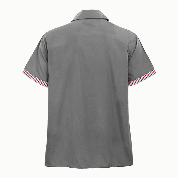 Camicia da uomo casual a maniche corte con taschino sul petto e finiture a quadri. - image 17