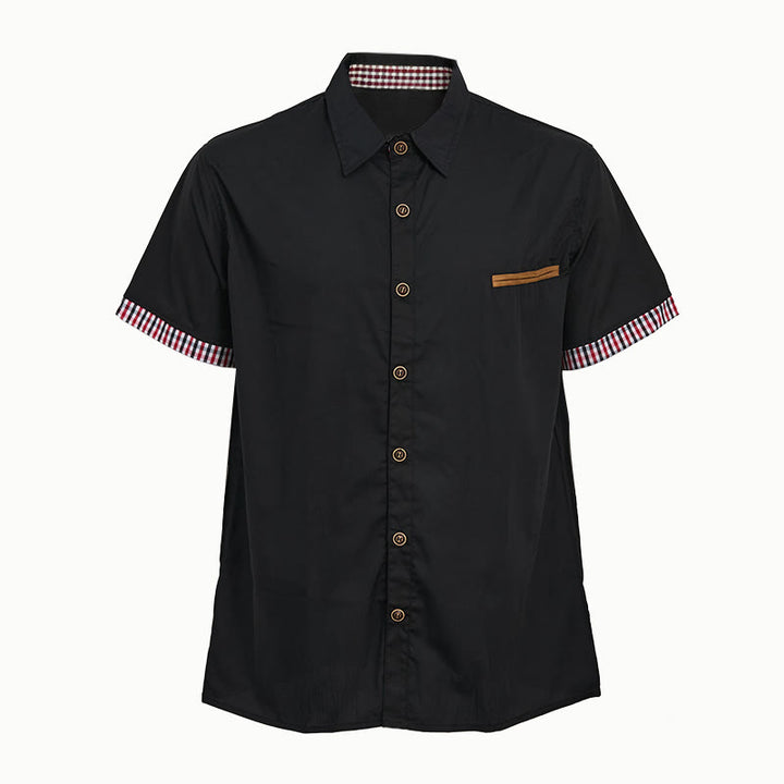 Camicia da uomo casual a maniche corte con taschino sul petto e finiture a quadri. - image 4
