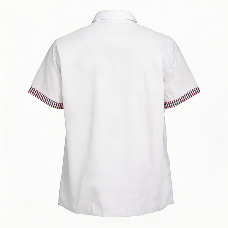 Camicia da uomo casual a maniche corte con taschino sul petto e finiture a quadri. - image 7