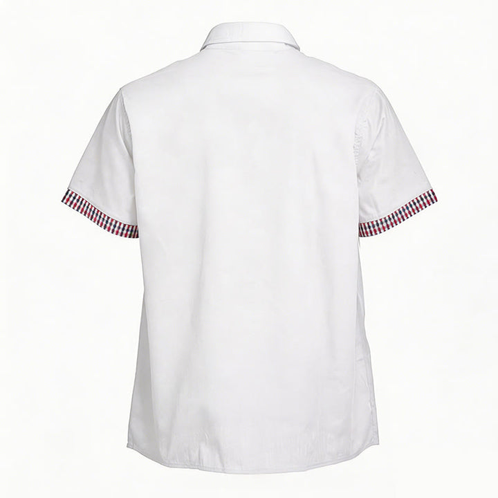 Camicia da uomo casual a maniche corte con taschino sul petto e finiture a quadri. - image 7