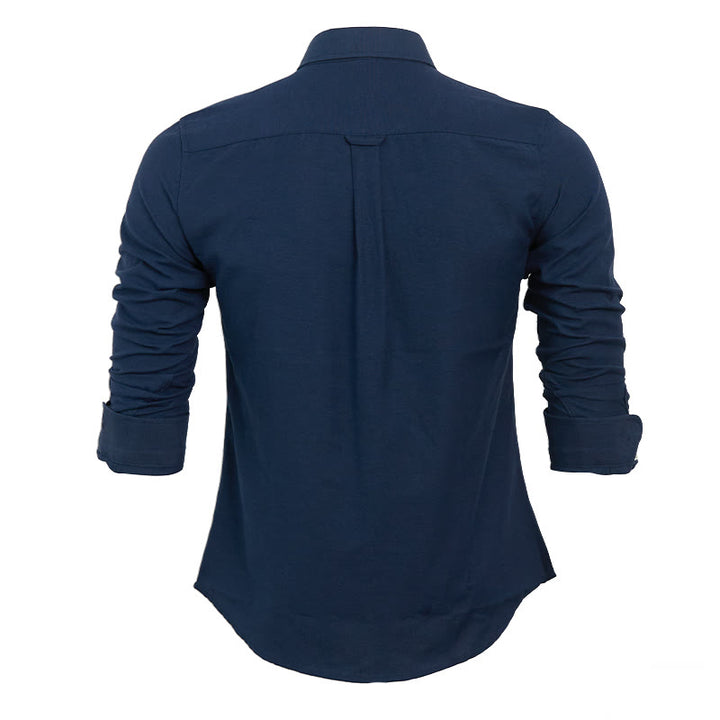 Camicia da uomo casual a maniche lunghe, ampia, tinta unita, con bottoni. - image 7
