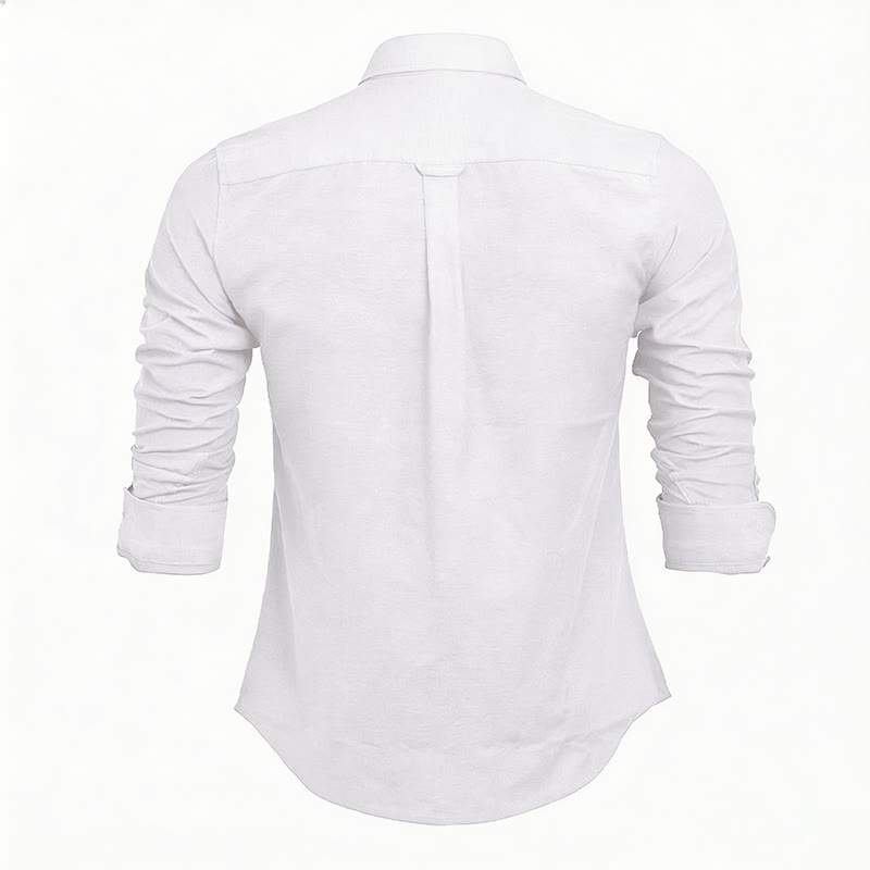Camicia da uomo casual a maniche lunghe, ampia, tinta unita, con bottoni. - image 15