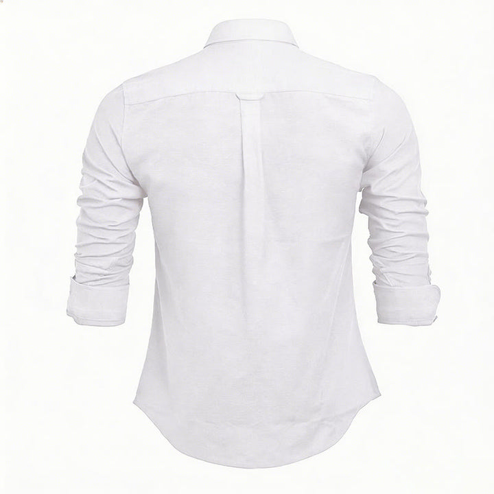 Camicia da uomo casual a maniche lunghe, ampia, tinta unita, con bottoni. - image 15