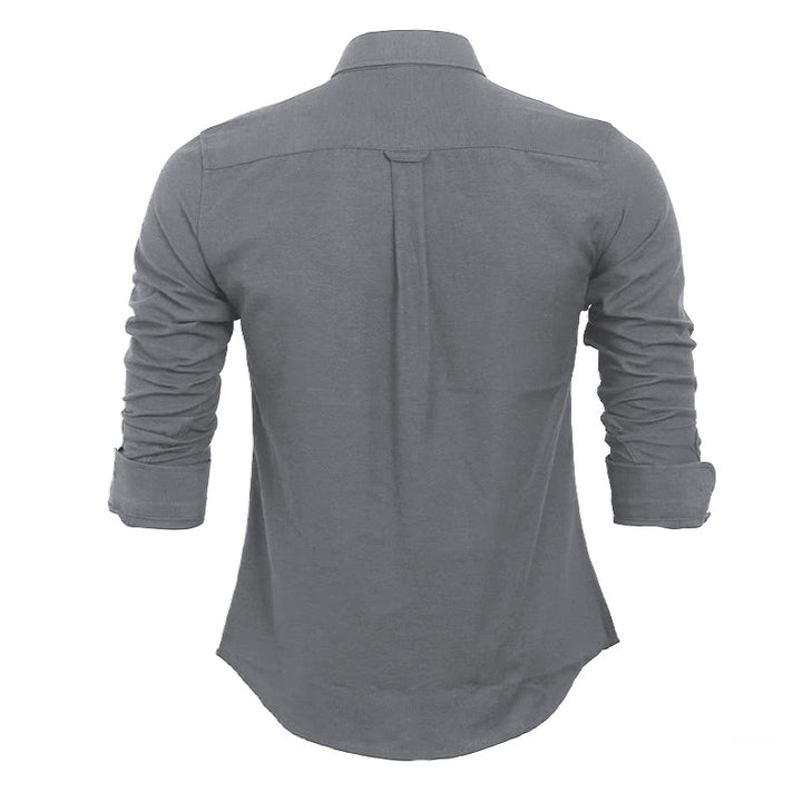 Camicia da uomo casual a maniche lunghe, ampia, tinta unita, con bottoni. - image 13
