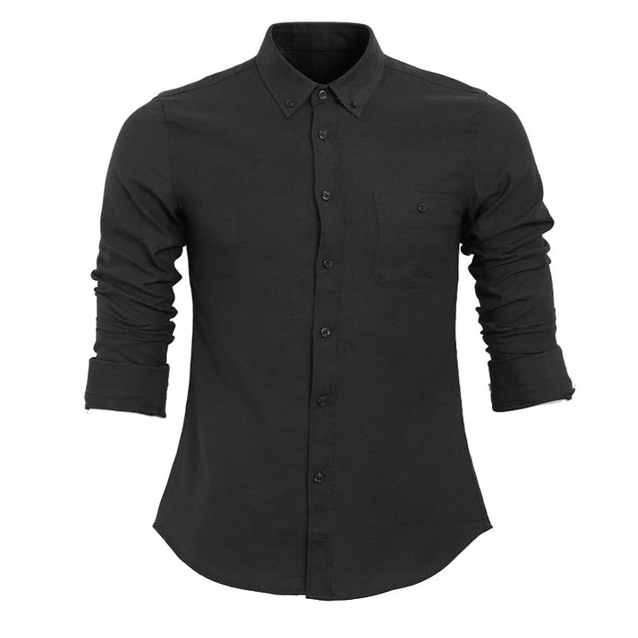 Camicia da uomo casual a maniche lunghe, ampia, tinta unita, con bottoni. - image 4