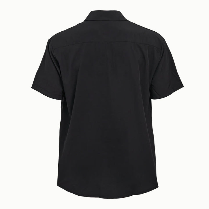 Camicia da uomo a maniche corte tinta unita con bottoni e taschino sul petto - image 5