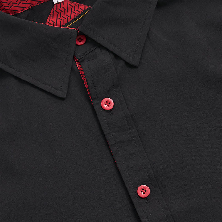 Camicia da uomo a maniche corte tinta unita con bottoni e taschino sul petto - image 7