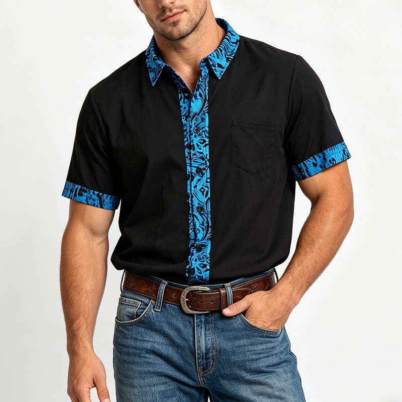 Camicia da uomo a maniche corte con polsini a contrasto e bottoni - image 1