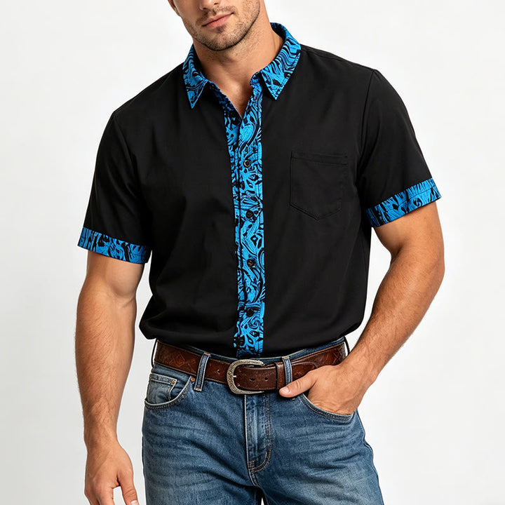 Camicia da uomo a maniche corte con polsini a contrasto e bottoni - image 1