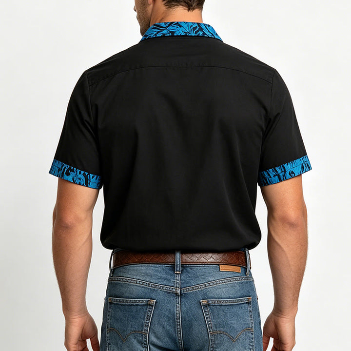 Camicia da uomo a maniche corte con polsini a contrasto e bottoni - image 3