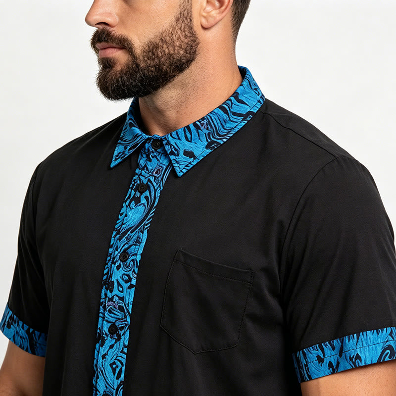 Camicia da uomo a maniche corte con polsini a contrasto e bottoni - image 2