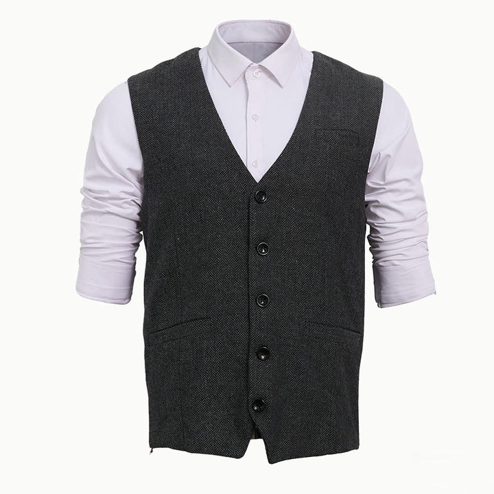 Gilet da uomo con scollo a V, vestibilità comoda, ideale per il business casual. - Grigio scuro - 2XL - image 6