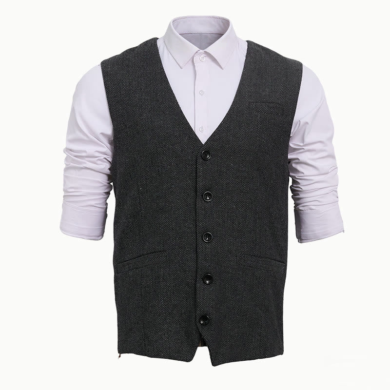 Gilet da uomo con scollo a V, vestibilità comoda, ideale per il business casual. - Grigio scuro - 2XL - image 6