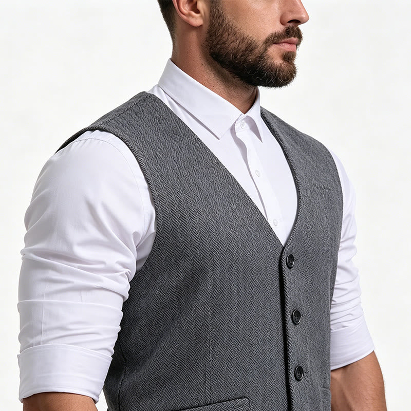 Gilet da uomo con scollo a V, vestibilità comoda, ideale per il business casual. - image 2