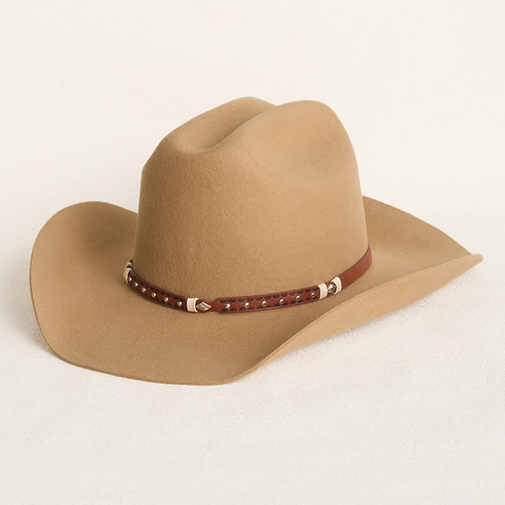 Elegante cappello da cowboy classico color cammello con borchie - Cammello - L (23 1/4"-23 5/8") - image 0