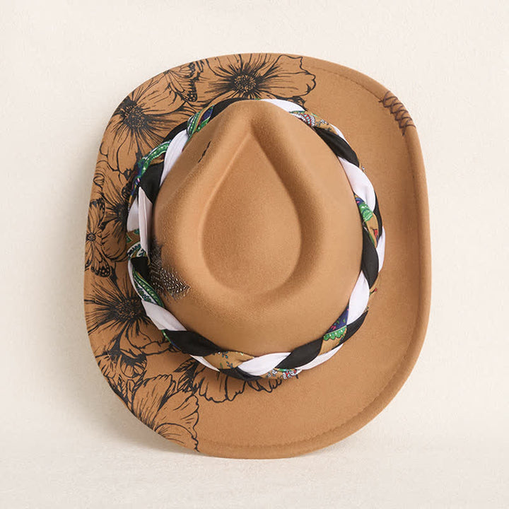 Cappello da cowboy con cinturino etnico decorato con piume di girasole occidentali - image 7