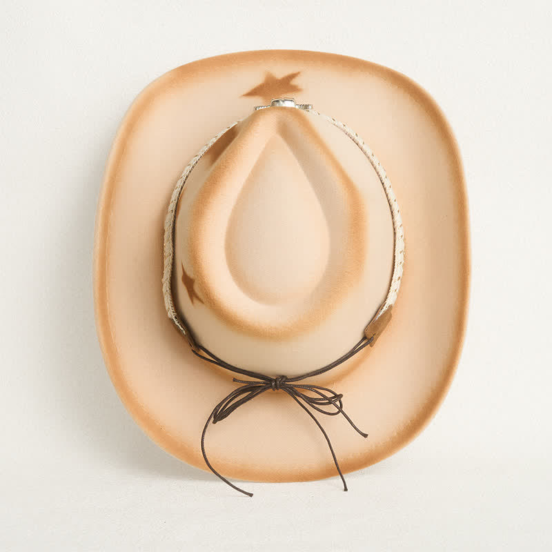 Cintura da uomo con testa di toro argentata e stelle, cappello da cowboy beige - image 6