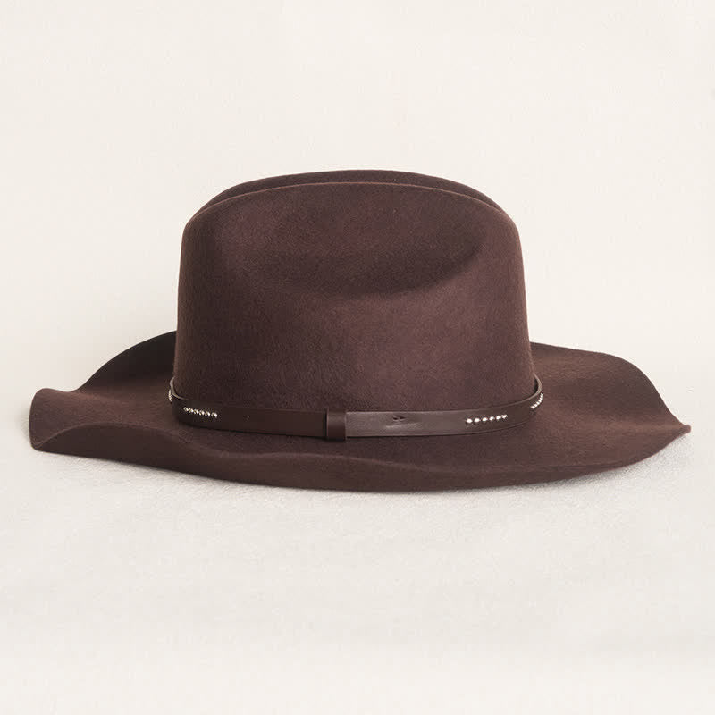 Cappello da cowboy a tesa larga semplice color caffè - image 4
