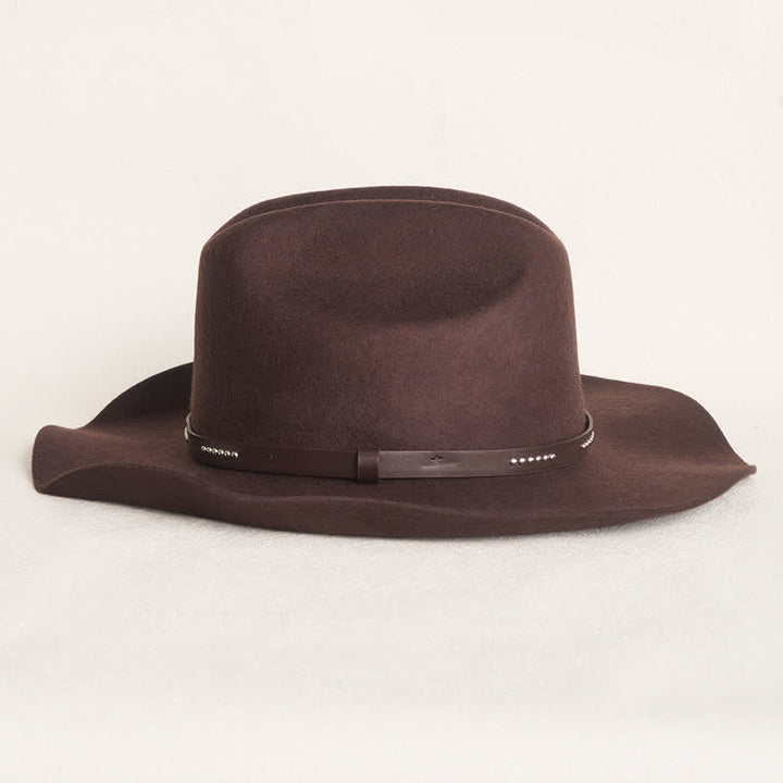 Cappello da cowboy a tesa larga semplice color caffè - image 4