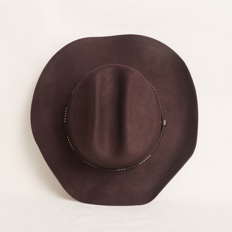 Cappello da cowboy a tesa larga semplice color caffè - image 6