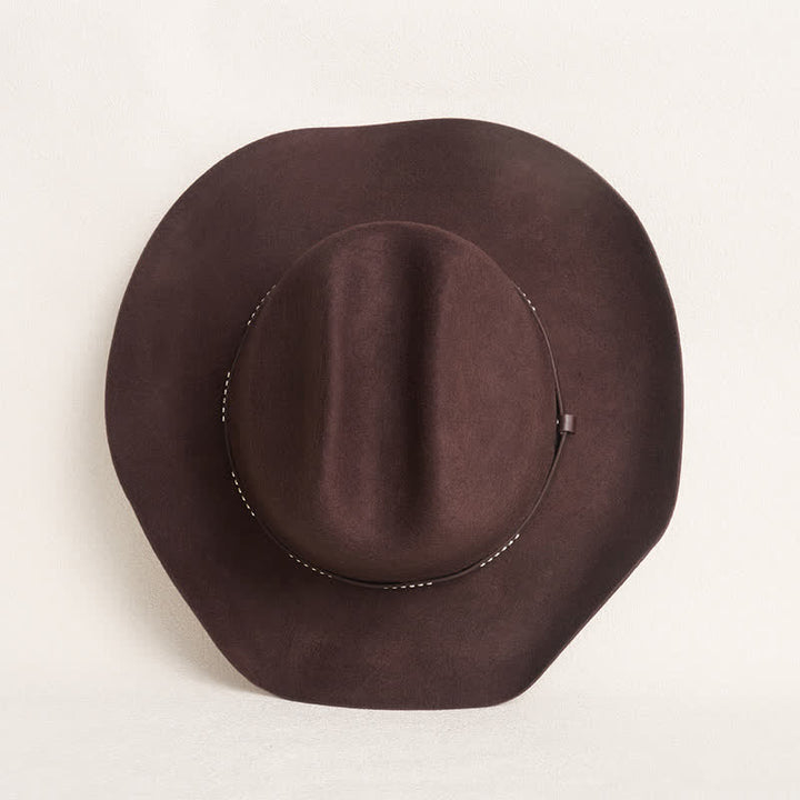 Cappello da cowboy a tesa larga semplice color caffè - image 6