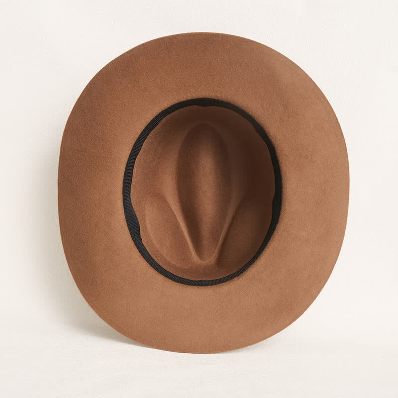 Cappello da cowboy in lana con cinturino in pelle Paisley e piume - image 7