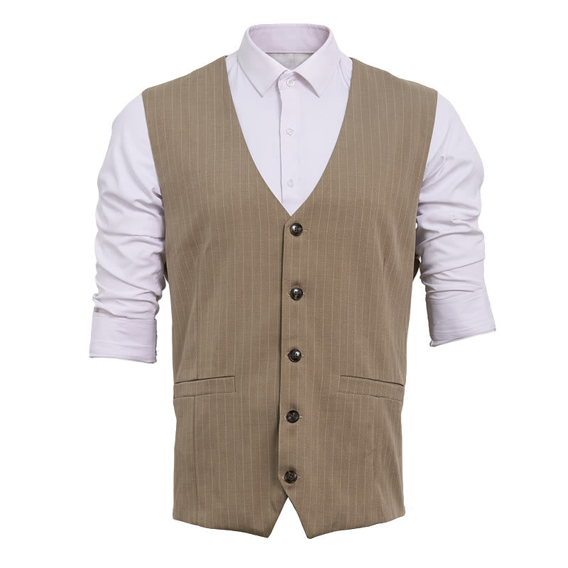 Gilet da uomo elegante a righe sottili con molteplici tasche. - image 12