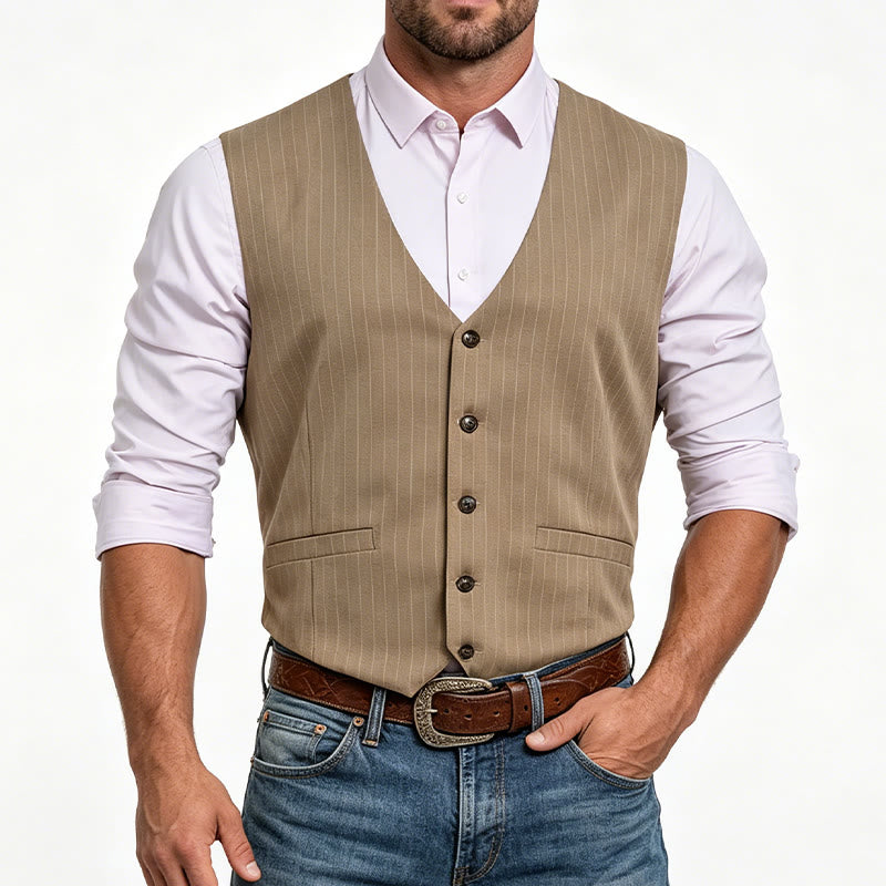 Gilet da uomo elegante a righe sottili con molteplici tasche. - image 1