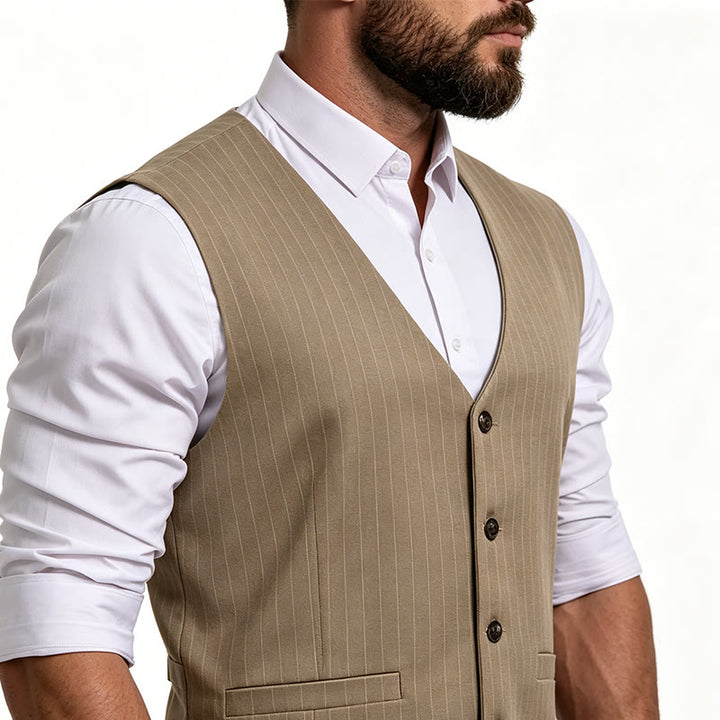 Gilet da uomo elegante a righe sottili con molteplici tasche. - image 2