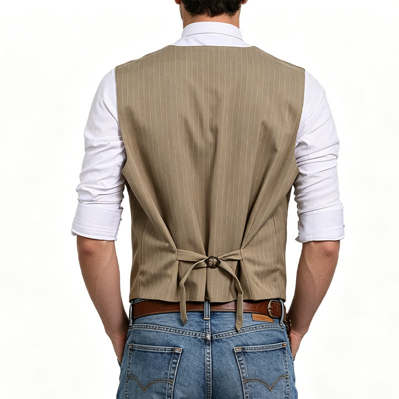 Gilet da uomo elegante a righe sottili con molteplici tasche. - image 3