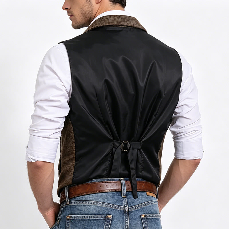 Gilet elegante da uomo con colletto a revers e tasche con patta - image 3