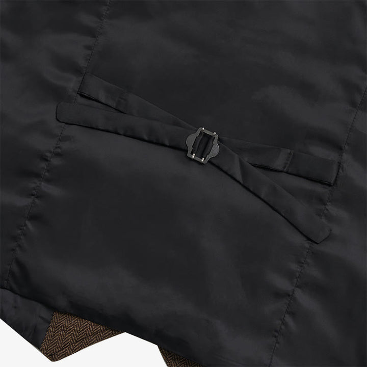 Gilet da uomo vintage a quadri con colletto e bottoni - image 12
