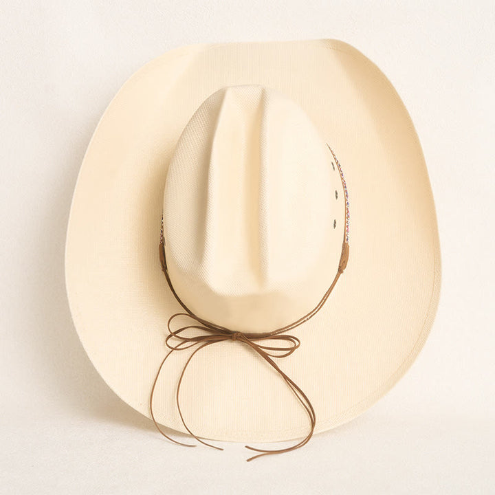Cappello da cowboy rigido in paglia, a tesa larga, con protezione solare. - image 6