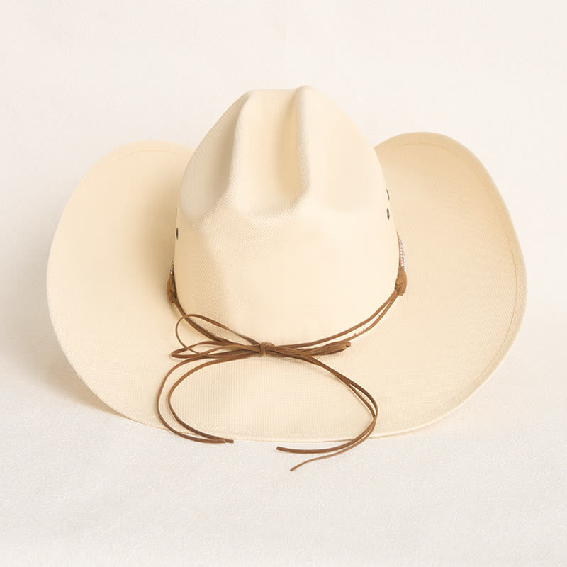 Cappello da cowboy rigido in paglia, a tesa larga, con protezione solare. - image 5