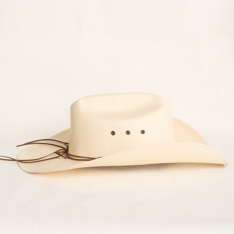 Cappello da cowboy rigido in paglia, a tesa larga, con protezione solare. - image 4