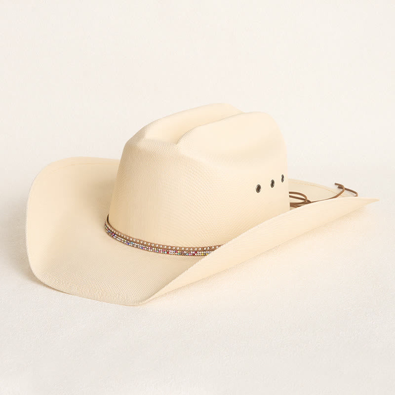 Cappello da cowboy rigido in paglia, a tesa larga, con protezione solare. - Beige - M (22"-22 7/8") - image 0
