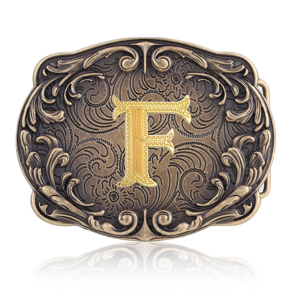 Cintura in pelle con fibbia in stile western fai-da-te con iniziale totem retrò e totem. - F - Senza cintura - image 10