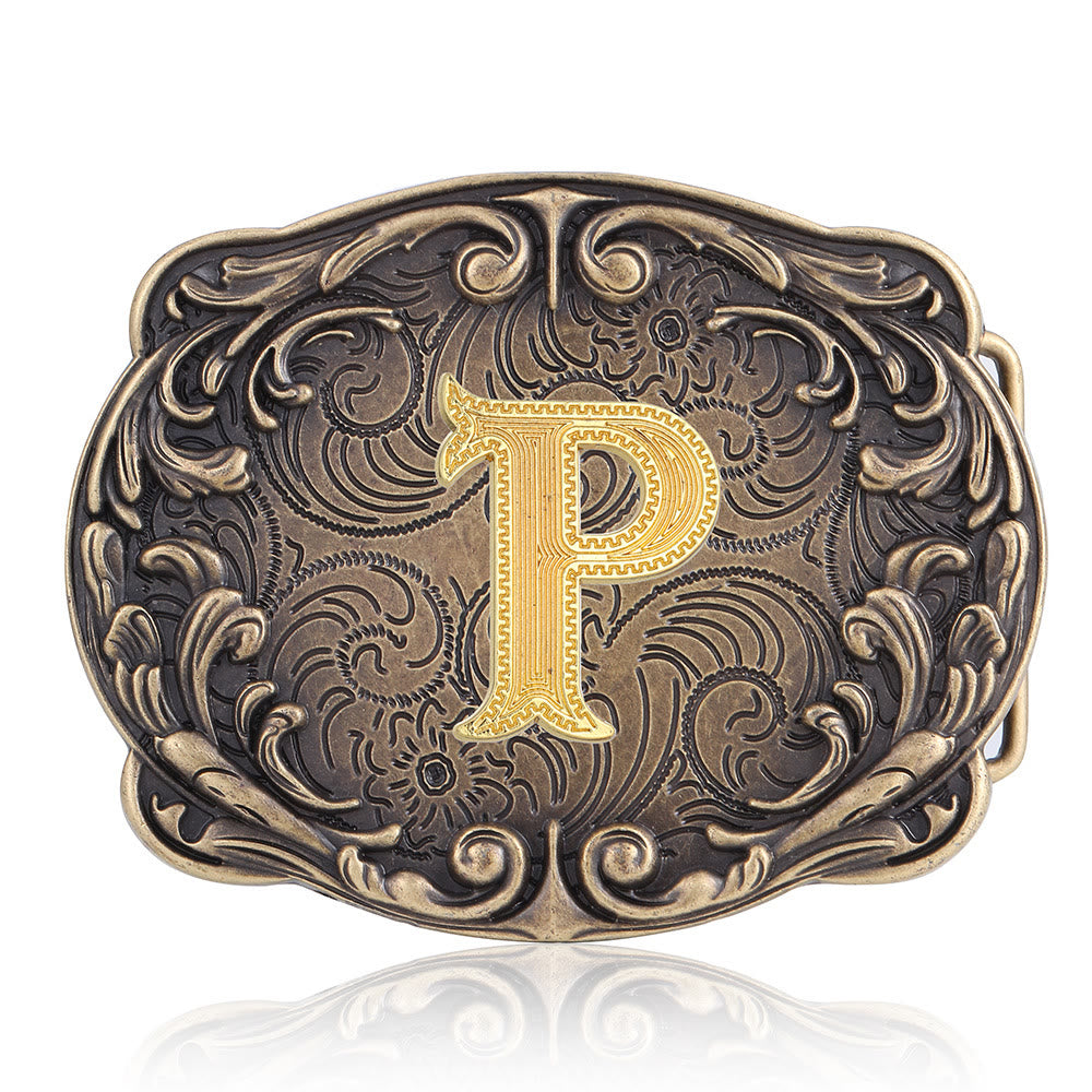 Cintura in pelle con fibbia in stile western fai-da-te con iniziale totem retrò e totem. - P - Senza cintura - image 19
