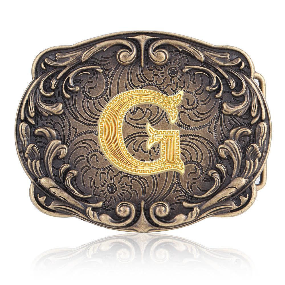 Cintura in pelle con fibbia in stile western fai-da-te con iniziale totem retrò e totem. - G - Senza cintura - image 11