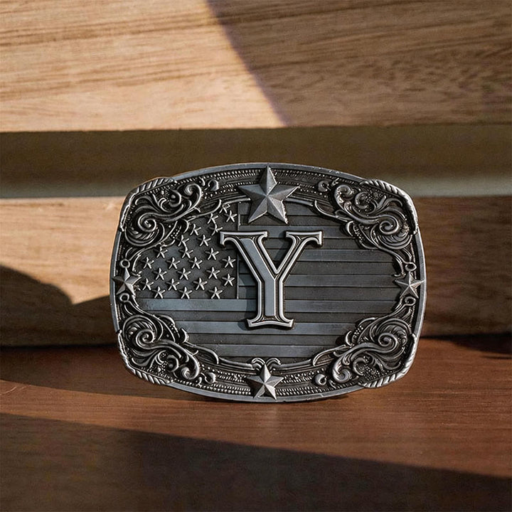 Cintura in pelle con fibbia fai da te a forma di iniziale della bandiera della Stella Occidentale. - Y - Senza cintura - image 28