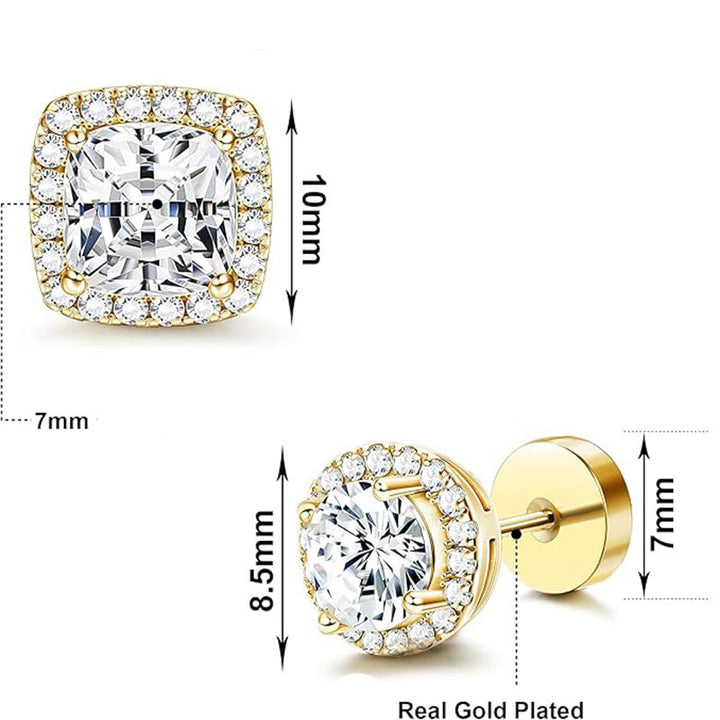 Orecchino a lobo geometrico classico con pavé di diamanti e contorno completo, da indossare tutti i giorni. - image 3
