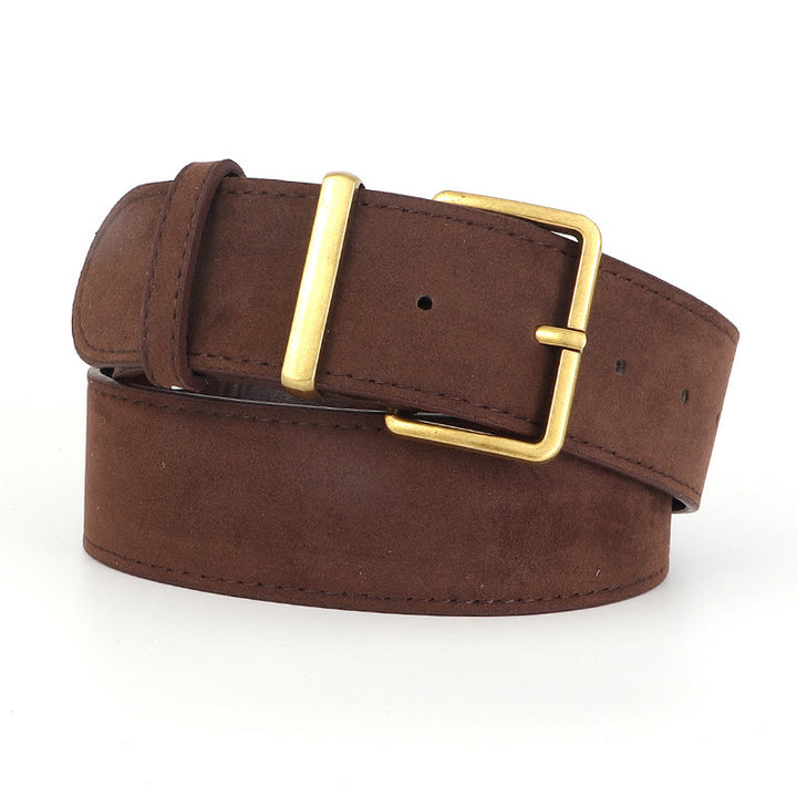 Cintura in pelle scamosciata in stile western retrò da cowboy - Caffè - 34 - image 2