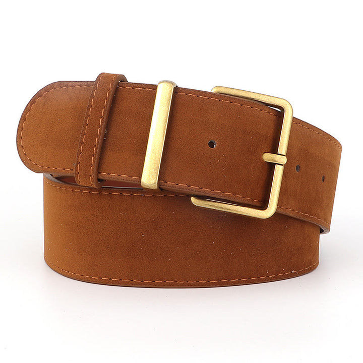 Cintura in pelle scamosciata in stile western retrò da cowboy - Cammello - 34 - image 0