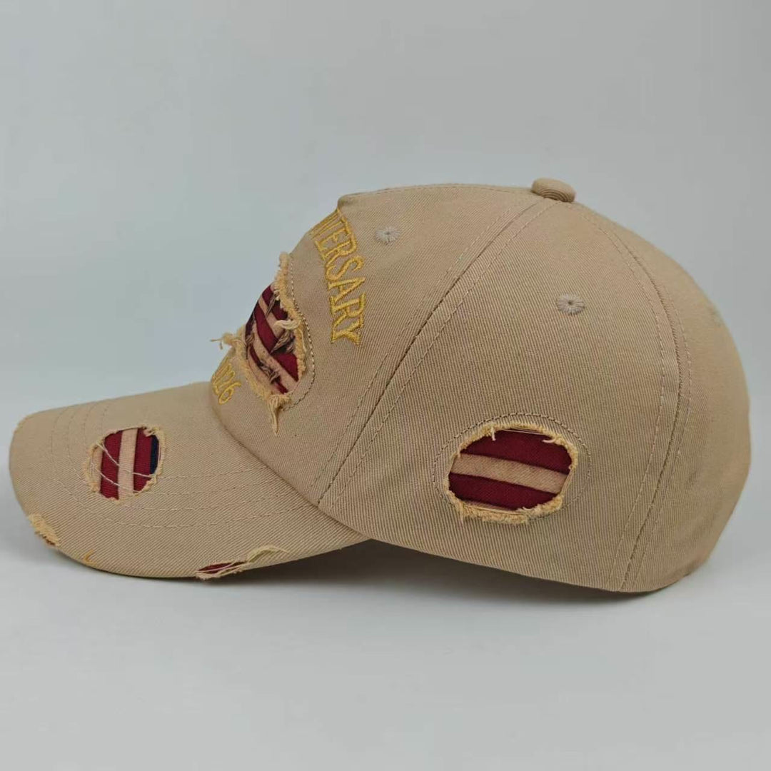 Cappellino da baseball vintage in denim lavato e effetto invecchiato con bandiera americana. - image 5
