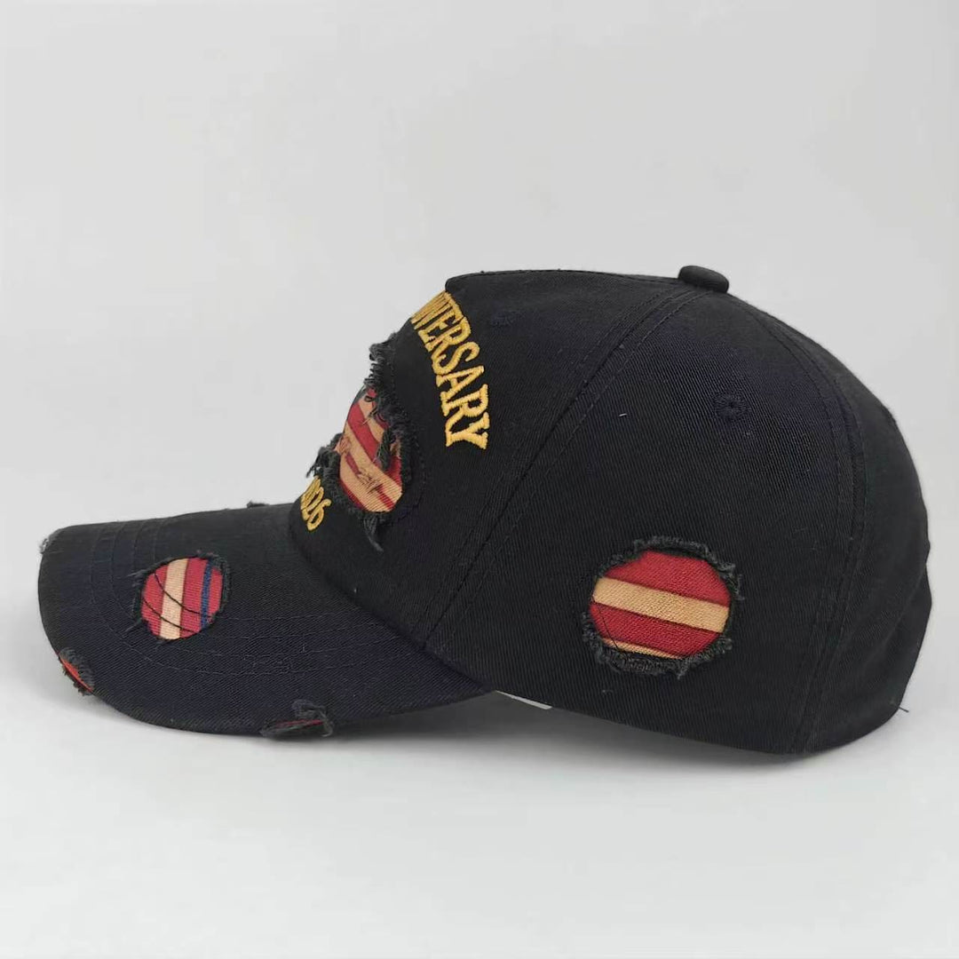 Cappellino da baseball vintage in denim lavato e effetto invecchiato con bandiera americana. - image 7
