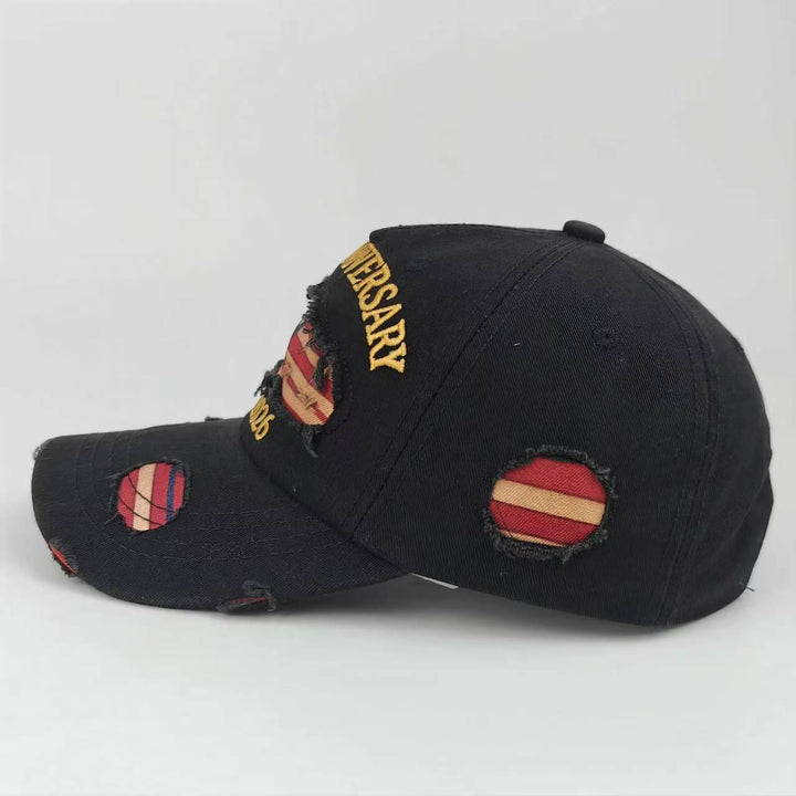 Cappellino da baseball vintage in denim lavato e effetto invecchiato con bandiera americana. - image 7