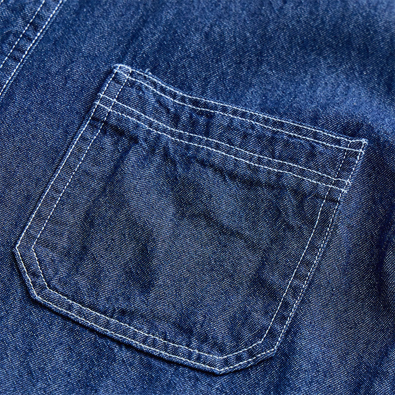 Camicia da uomo casual a maniche corte in cotone e denim, ideale per tutti i giorni. - image 4