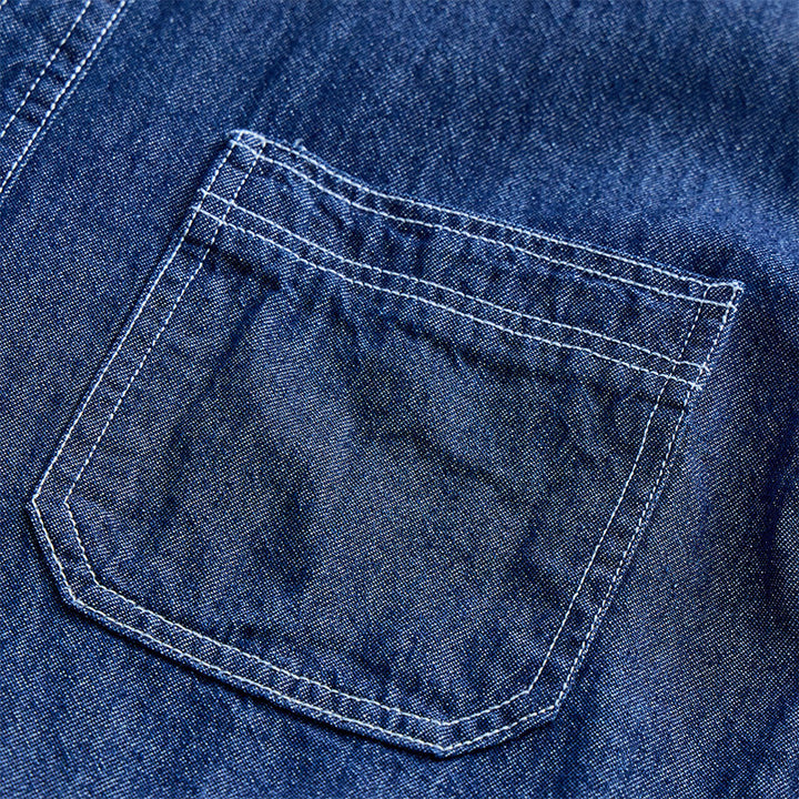 Camicia da uomo casual a maniche corte in cotone e denim, ideale per tutti i giorni. - image 4