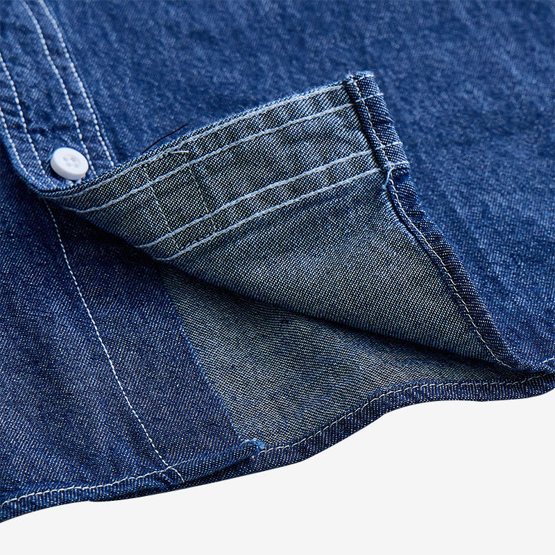 Camicia da uomo casual a maniche corte in cotone e denim, ideale per tutti i giorni. - image 6