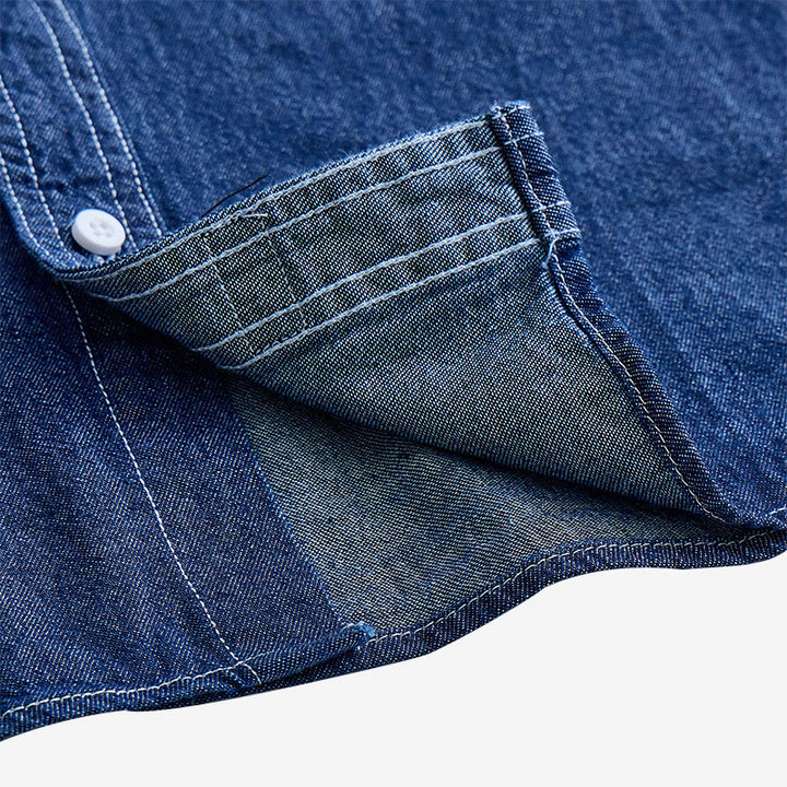 Camicia da uomo casual a maniche corte in cotone e denim, ideale per tutti i giorni. - image 6